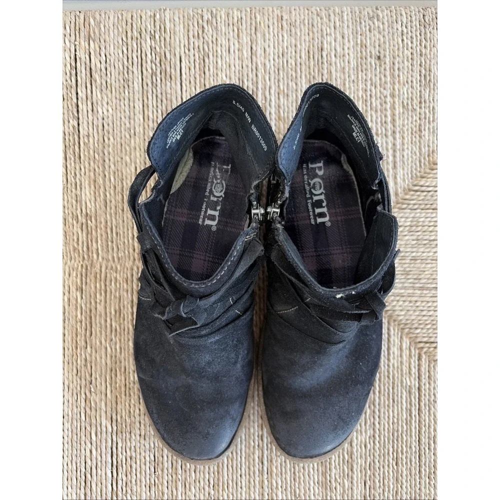 Born Boots Tarkiln black distressed ankle bootie zip‎ Womens Sz 8.5/40 Grunge